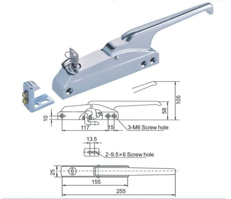 Cold Room Handle Latch,Safety Handle Walk-in Cooler Door Handle,Oven Door Handle,Door Lock Handle Flat Door Cold Storage Door Buckle Lock Oven